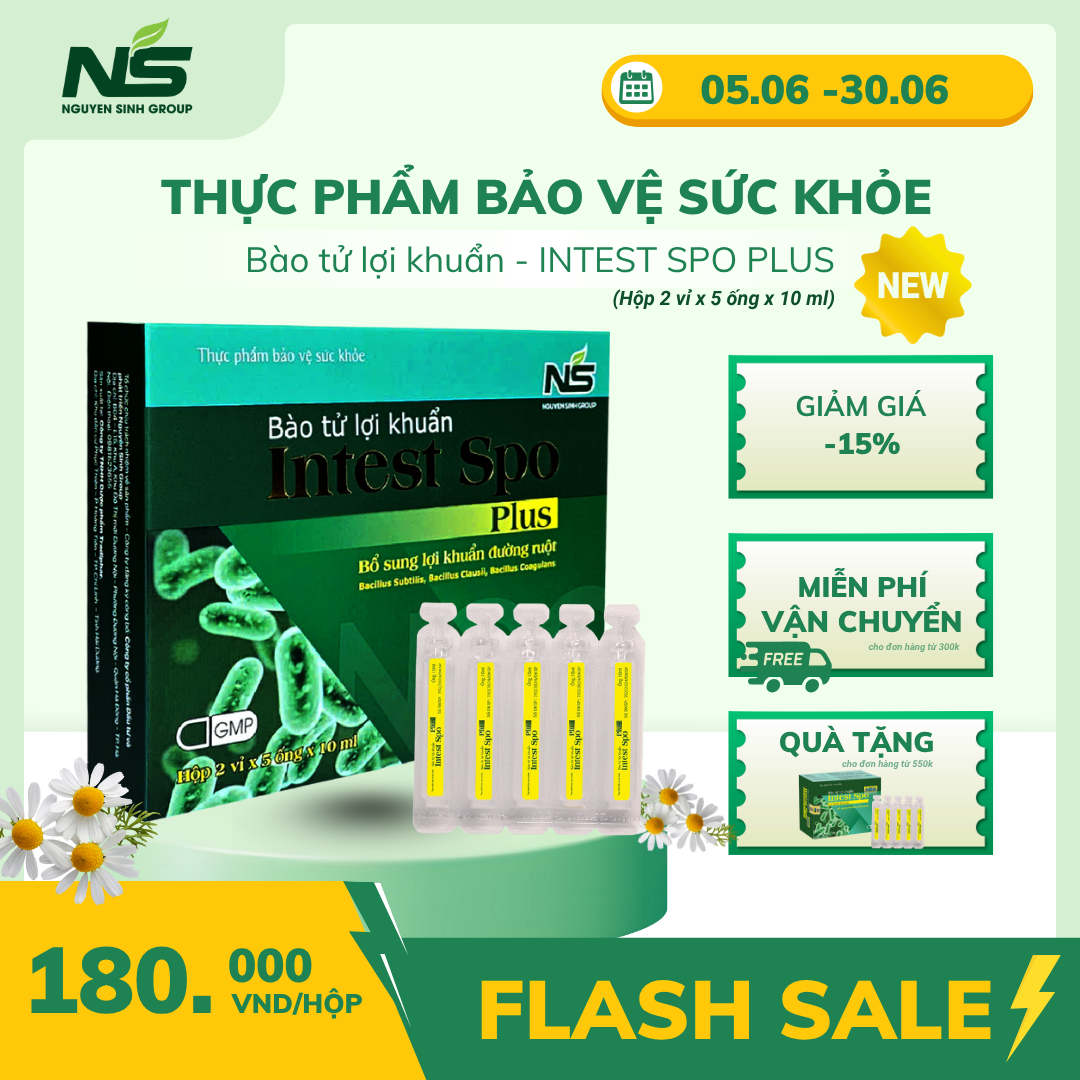 Men vi sinh bổ sung lợi khuẩn - Thực phẩm bảo vệ sức khỏe Bào tử lợi khuẩn INTEST SPO PLUS