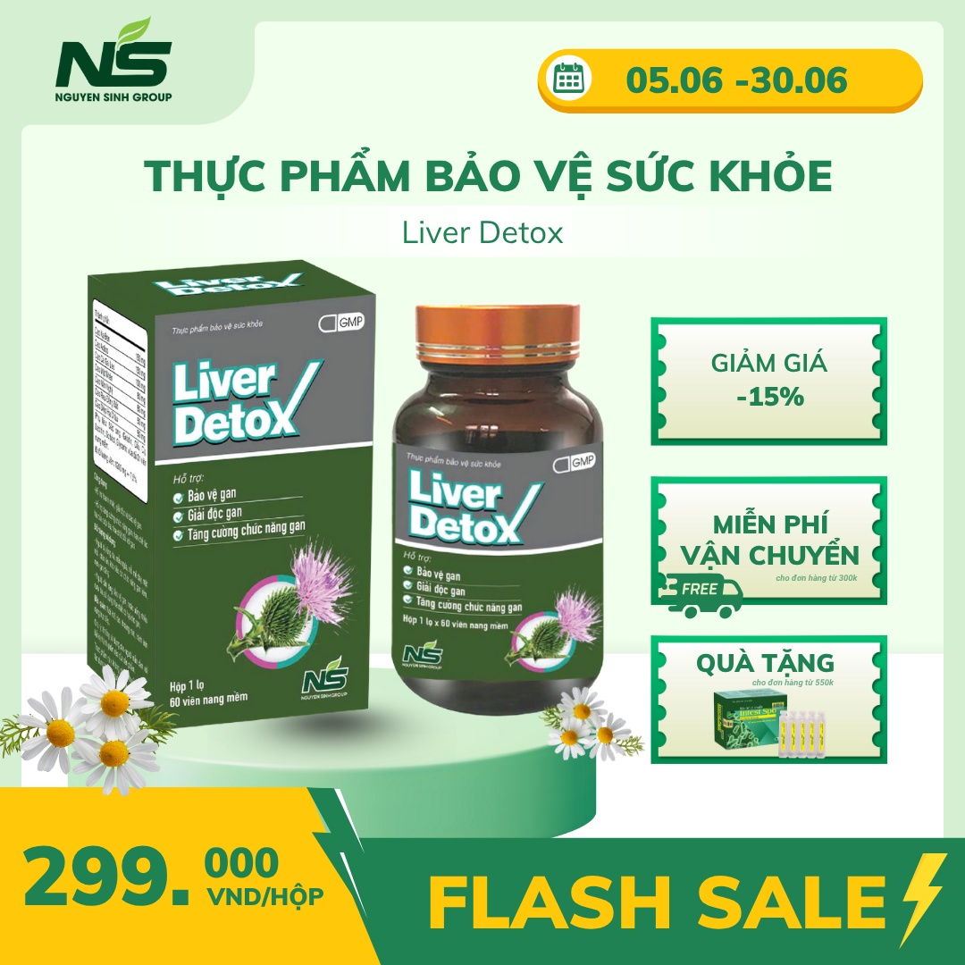Giải độc gan LIVER DETOX - Thực phẩm bảo vệ sức khỏe (Hộp 01 lọ x 60 viên nang mềm)
